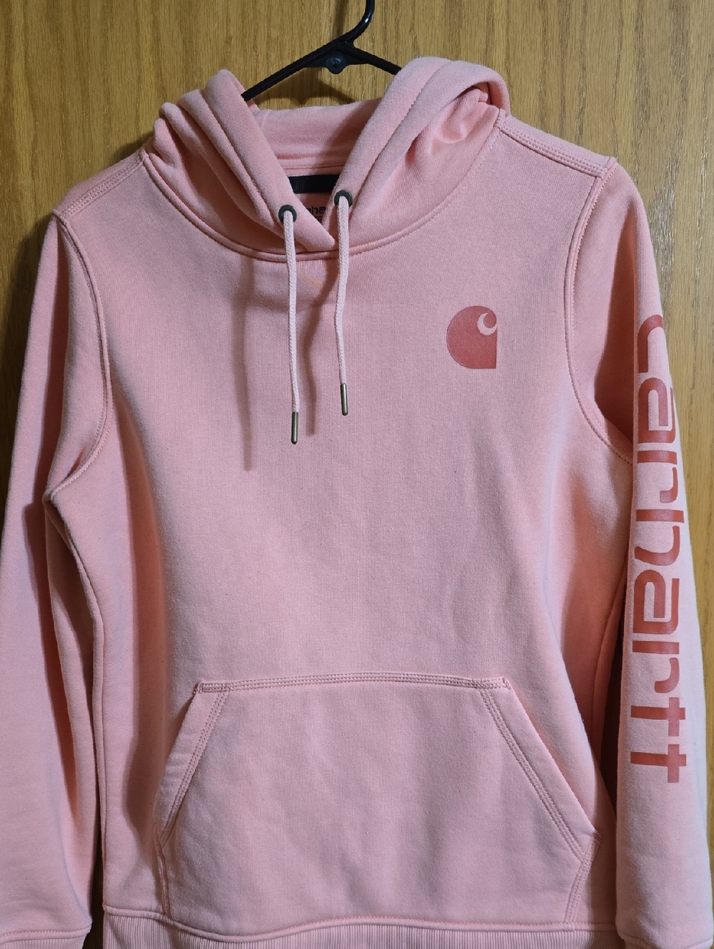 Carhartt Light Pink Pullover Hoodie with Sleeve Logo
